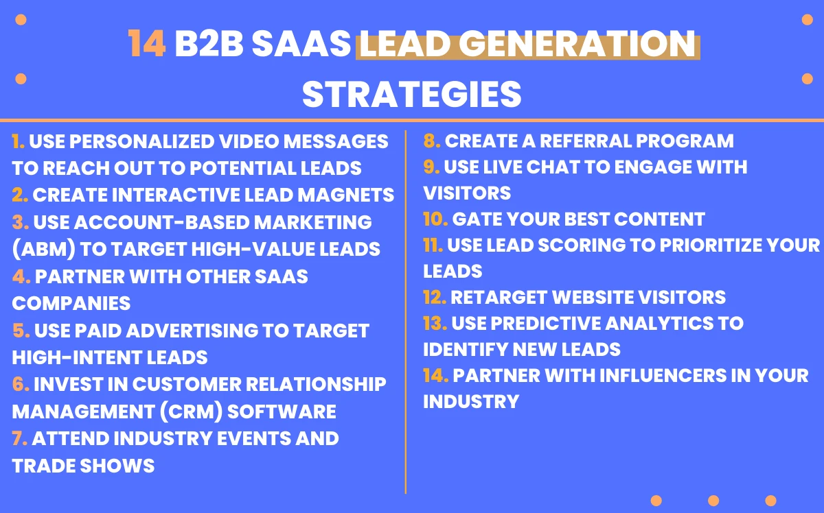 14 Unique B2B SaaS Lead Generation Strategies That You Need to Know.
